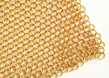 2MM Durchmesser 20mm Ring-Maschen-Gewebe Ods goldenes Farbmetallfür Hotel-metallischen Vorhang