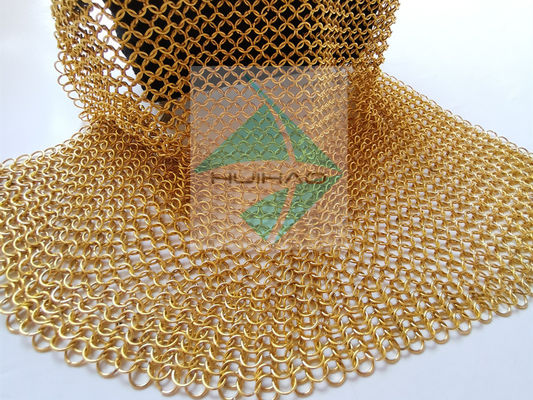 Galvanisiertes Goldfarbkettenhemd-Metall Ring Mesh Is For Decorating Ceiling LampTreatments