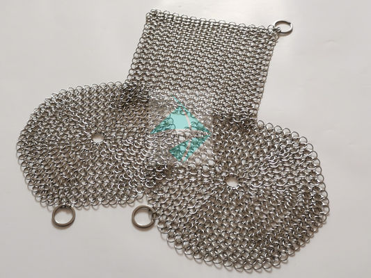 7" X 7" Edelstahl Kettengeflecht Ring-Mesh-Reiniger für Gusseisen Kochgeschirr