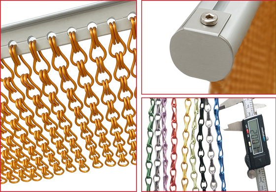 Aluminium-Kettenglied-Netzvorhang 16mm dekoratives Drahtgeflecht