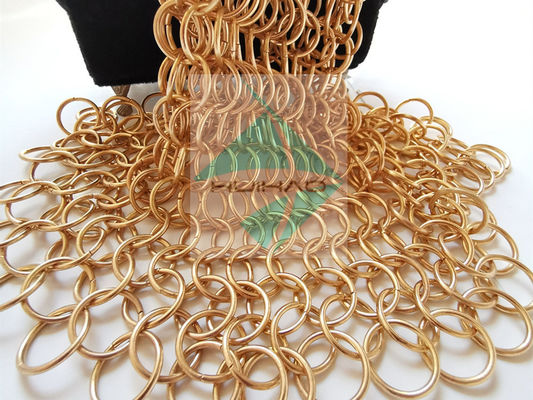 PVD-Fingerscheide Rose Gold Farbe Edelstahl Metall Runder Ring Gewebe Mesh