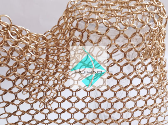 PVD-Fingerscheide Rose Gold Farbe Edelstahl Metall Runder Ring Gewebe Mesh