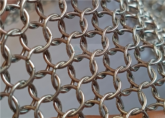 7mm Edelstahl Ring Mesh Curtains Silver Color Used für Architekturbau
