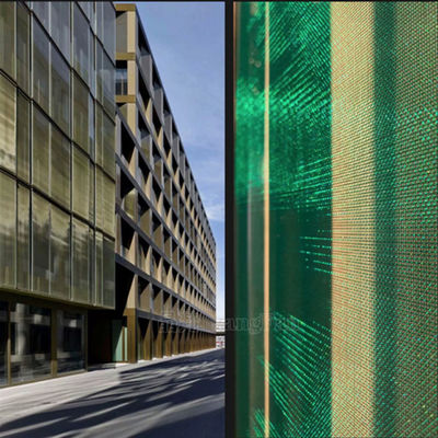 Bunte Fassade aus laminiertem Glas aus Metallgewebe