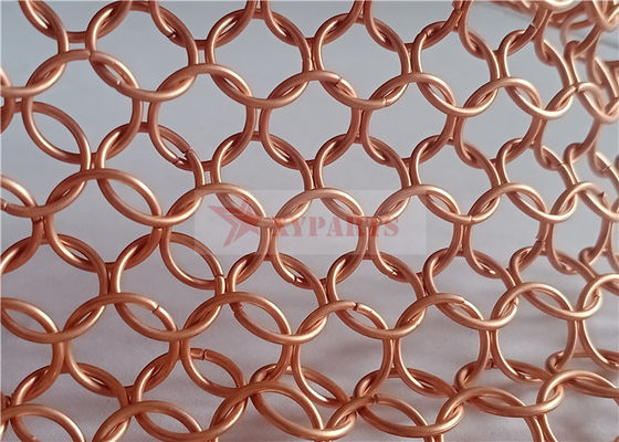 1.2x10mm Kupferfarbene Kettengittergewebe für Architekturdekoration und Metallringnetz