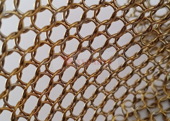 Messing-Ring-Mesh-Vorhang für Hallen, Raumteiler, 1,5 x 15 mm