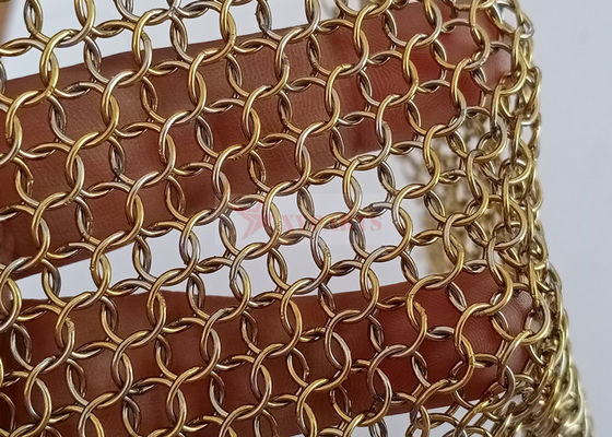 Messingfarbe 0,8x7mm Edelstahl 316 Metallring Mesh Vorhang für Innenarchitektur