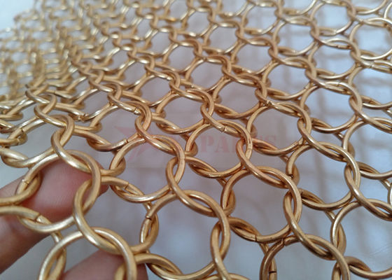 Goldfarbe Chainmail Mesh Fabric 1.5x15mm für Raum-Fach